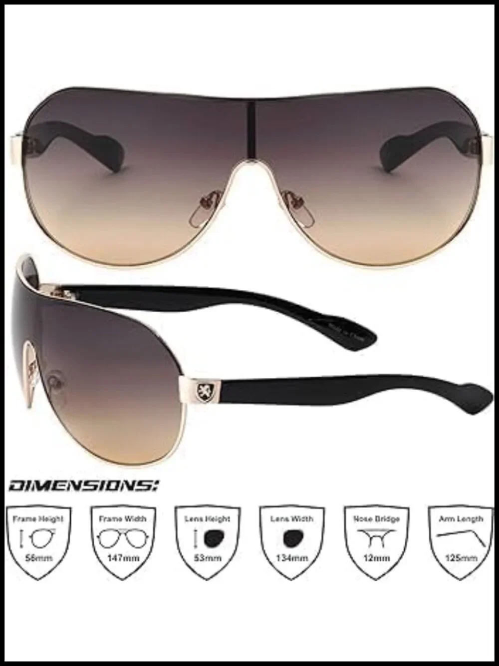 Flat Top Sport Shield Aviator Sunglasses UV400 Protection Polycarbonate Lenses